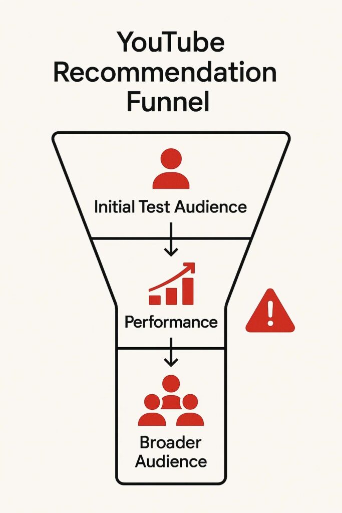 Funnel shape suggests initial testing of structure, then expand